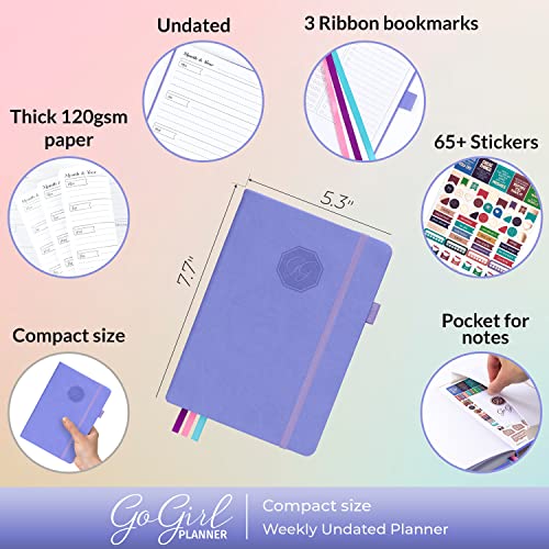GoGirl Planner and Organizer for Women – Compact Size Weekly Planner, Goals Journal & Agenda to Improve Time Management, Productivity & Live Happier. Undated – Start Anytime, Lasts 1 Year – Lavender - Image 2