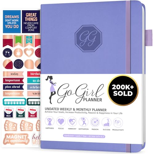 GoGirl Planner and Organizer for Women – Compact Size Weekly Planner, Goals Journal & Agenda to Improve Time Management, Productivity & Live Happier. Undated – Start Anytime, Lasts 1 Year – Lavender - Image 1