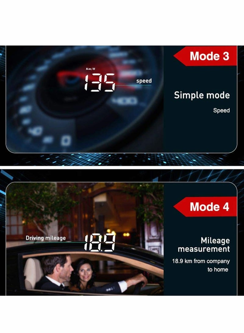 Generic 3.5 Inch HUD Head-up Display Multifunctional Overspeed Warning System for Cars and Trucks with OBD II  - Image 3