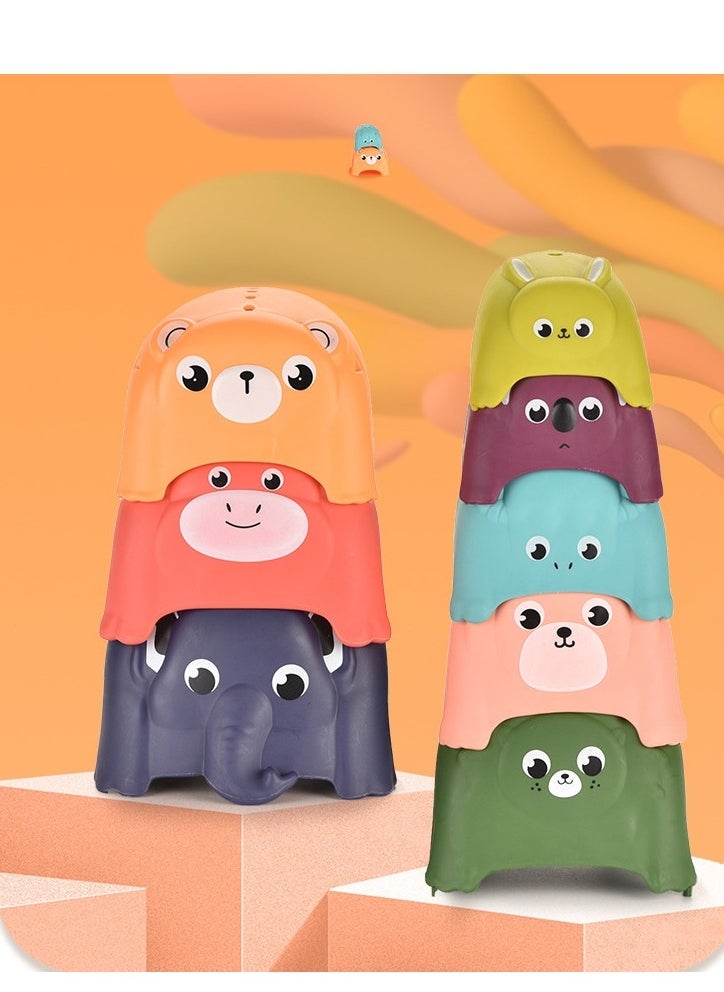 PYEBE Stacking Cups Baby Building Toy Nesting Cup Early Educational Toddlers Stacking Toy 8 Pcs with Pattern Fun for Kid Baby 6 to12 Months Play for Indoor Outdoor Bathtub Beach  - Image 4