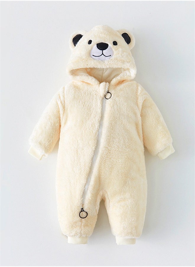 Loquat Squality Baby Thick Hooded Jumpsuit Beige  - Image 1