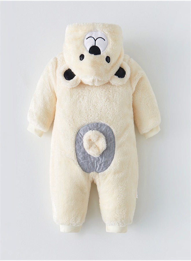 Loquat Squality Baby Thick Hooded Jumpsuit Beige  - Image 2