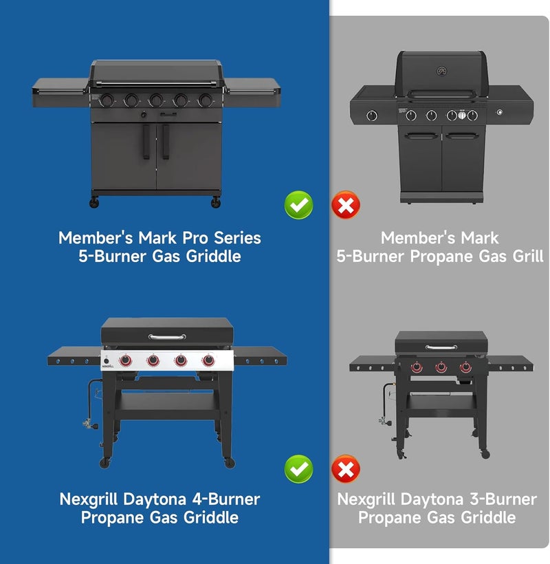 Guisong Flat Top Grill Cover for Nexgrill Daytona 4-Burner Propane Gas Griddle，Heavy Duty Waterproof Gas Griddle Cover for Member Mark Pro Series 5-Burner Gas Griddle, 68" W x 29" D x 36" H - Image 3
