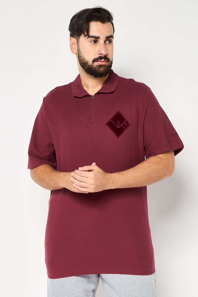 Puma x One8 Men Sportswear Fit Short Sleeve Outdoor Polo Shirt, Dark Red - Image 1