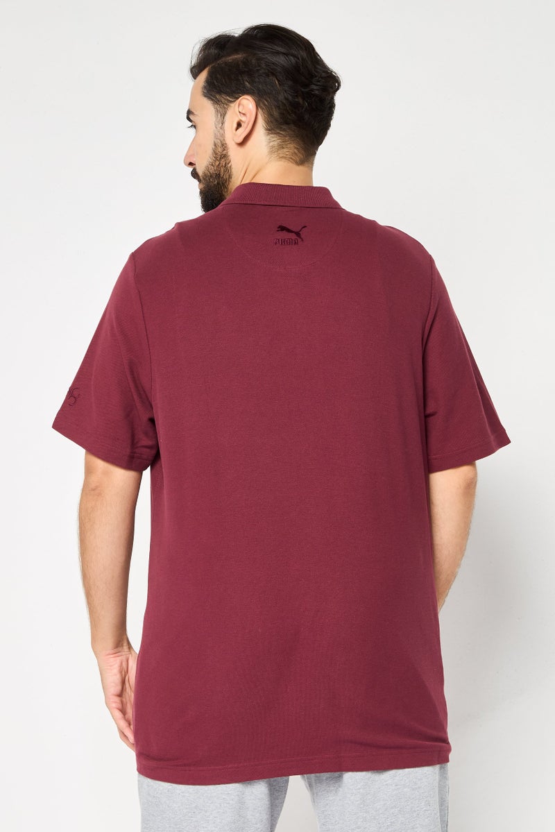Puma x One8 Men Sportswear Fit Short Sleeve Outdoor Polo Shirt, Dark Red - Image 4