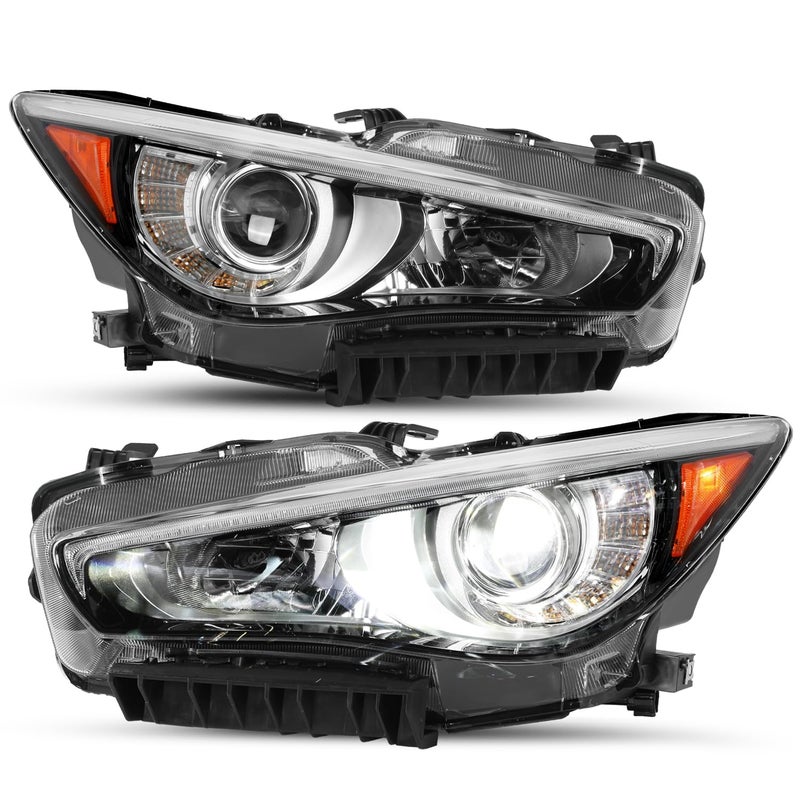 SOCKIR Headlight Assembly for 2014-2022 Infiniti Q50 - Full LED with LED DRL, Driver and Passenger Side