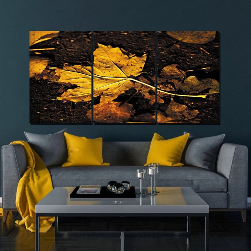 ماركتنا ثلاث لوحات قماشية فخمة بتصميم مودرن مع برواز مجوف مقاس (150×70) ثلاث قطع - Image 1