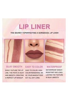 DNM evpct 3Pcs Chestnut Nude Brown Matte Lip Liner and Lipstick Combo Set Kit for Women DNM Antique Rose Magic Lipstick 24 Hours Original Lip Liner Makeup Stain Long Lasting Waterproof Smudge Proof labial  - Image 3