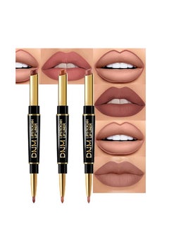 DNM evpct 3Pcs Chestnut Nude Brown Matte Lip Liner and Lipstick Combo Set Kit for Women DNM Antique Rose Magic Lipstick 24 Hours Original Lip Liner Makeup Stain Long Lasting Waterproof Smudge Proof labial  - Image 1
