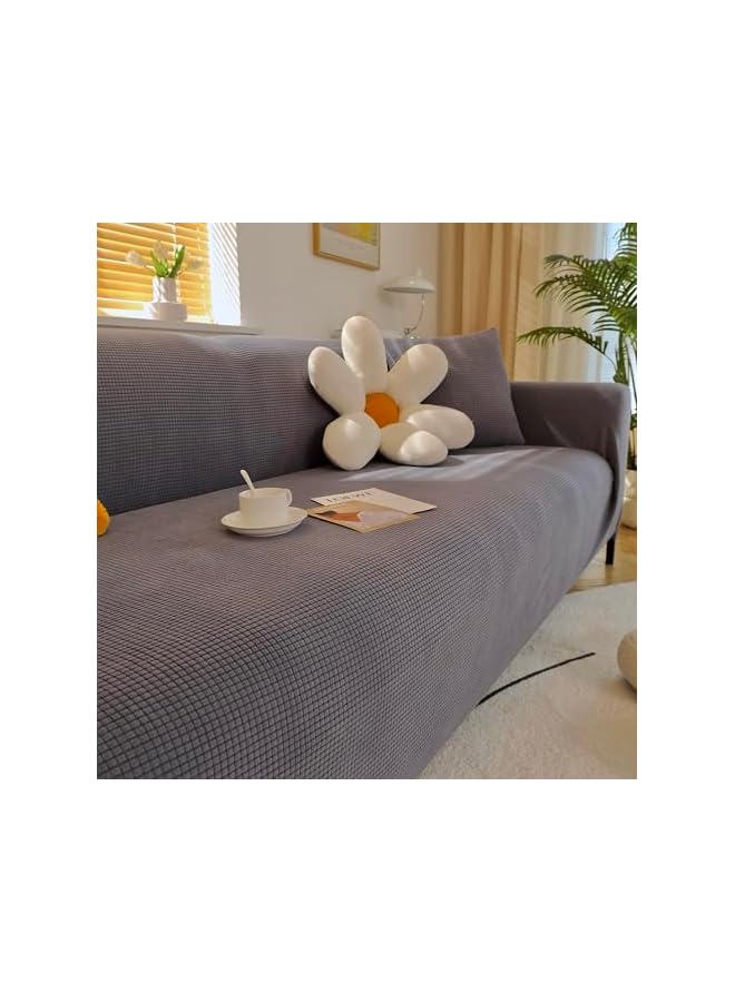 Green Tiger غطاء أريكة قابل للتمدد لأريكة بمقعدين (145-180 سم) غطاء أريكة قابل للغسل مع قاعدة مرنة، واقي أثاث صديق للكلاب والقطط، أغطية أريكة ملائمة مع رغوة غير قابلة للانزلاق، رمادي داكن - Image 3