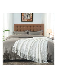 Y&D Knitted Throw Blankets for Couch and Bed, Soft Cozy Knit Blanket with Tassel, Off White Lightweight Decorative Throws, Farmhouse Warm Woven Men Women (127CM x 180CM)  - Image 4