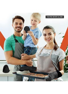 Arabest 6PCS Oven Mitts and Pot Holders Sets, Silicone Baking Gloves Heat Resistant Inner Soft Liner, Mini Oven Mittens and Hot Pads, Oven Gloves for Cooking, Grill and Bbq (Black)  - Image 5