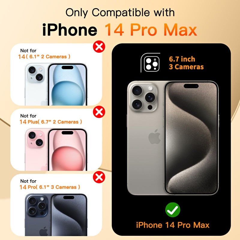 COOLQO for iPhone 14 Pro Max Case 6.7'' Upgraded 360Â° Spin Magnetic Stand [Compatible with Magsafe][Military Protection] Shockproof Protective Phone Holder Cover for iPhone 14 Pro Max, Red Gold - Image 2