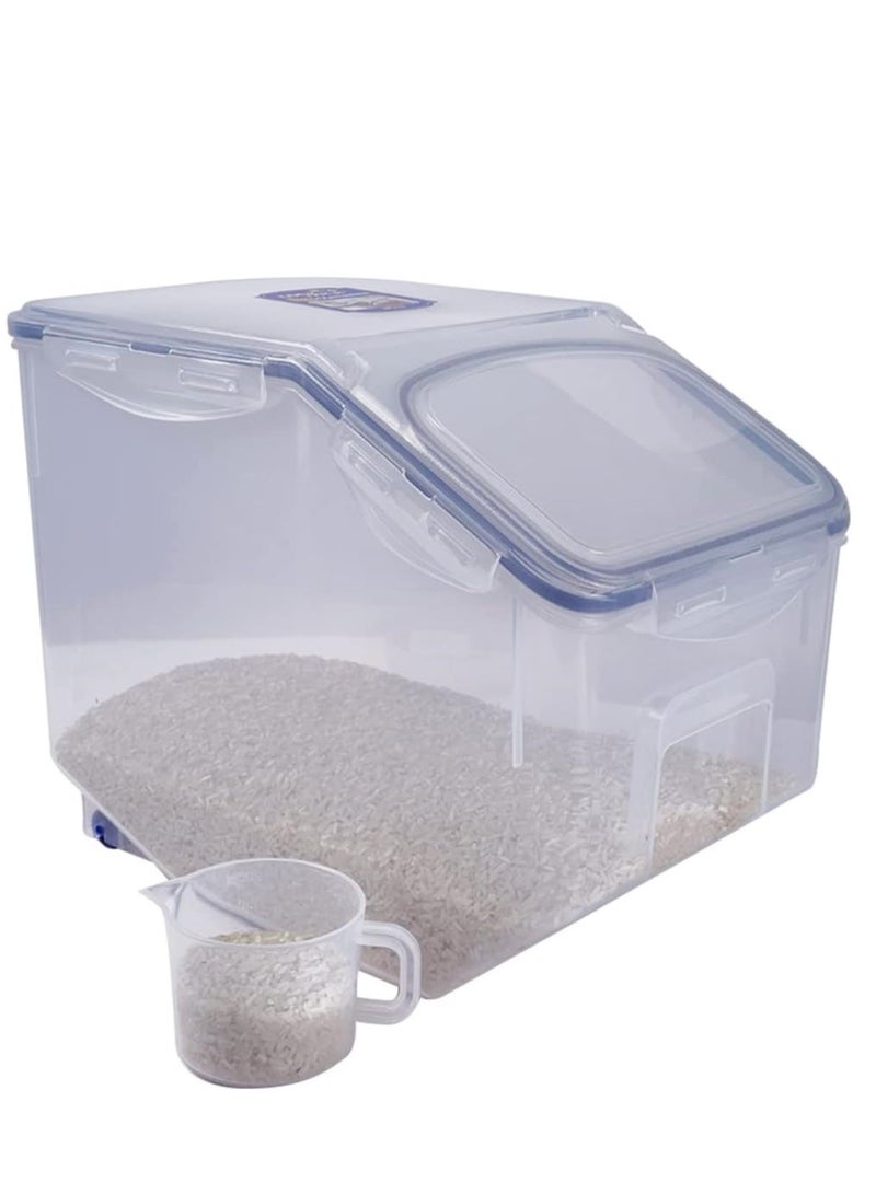 لوك آند لوك حافظة أرز لوك لوك سعة 12 لتر مع كوب - متينة وخالية من مادة BPA لتخزين المطبخ مع ختم سيليكون محسن - Image 5