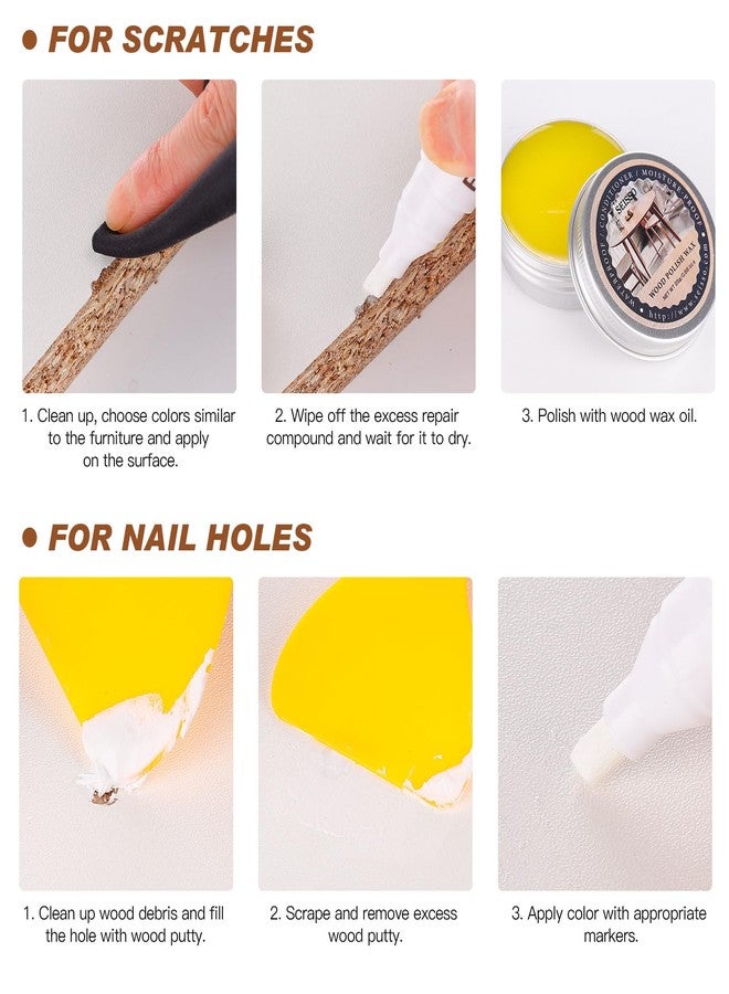 SEISSO Furniture Touch Up Markers, 12 Colors New Upgrade Furniture Pens, Wood Markers, 19 Pcs Wood Scratch Repair Tools Kit with Polish Wax, Wood Putty, for Cracks, Holes, Stains, Floors, Tables, Cabinets - Image 5