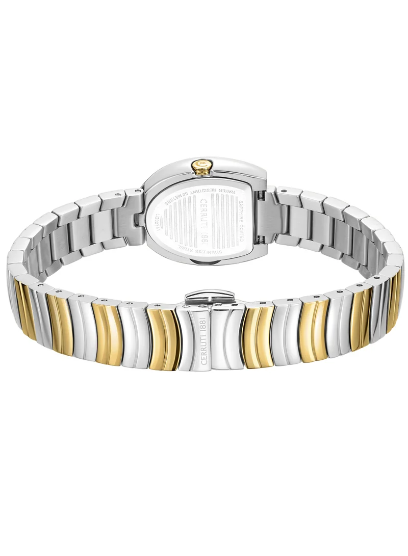 CERRUTI 1881 Women's Lerici Analog Women's Watch - White Mother of Pearl Dial, Roman Numerals, Two Tone Bracelet