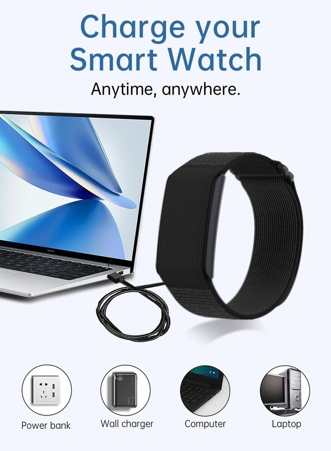 WUNIAK for Amazfit Cheetah2 Pro/Bip Max/T-Rex Ultra 2/Active Max/Active 3 Premium/Helio Strap Smart Watch Charging Cable Set, WUNIAK Magnetic Charging Base & USB Flexible Charging Set, 1-Pack - Image 4