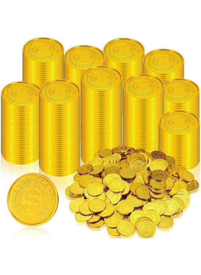 Hanaive 1000 قطعة من عملات القراصنة الذهبية، عملات الكنز البلاستيكية، عملات اللعب، عملة القديس باتريك المزيفة لحفلات القراصنة، لوازم لعبة البحث عن الكنز، مكافأة المعلمين في الفصل الدراسي - Image 1