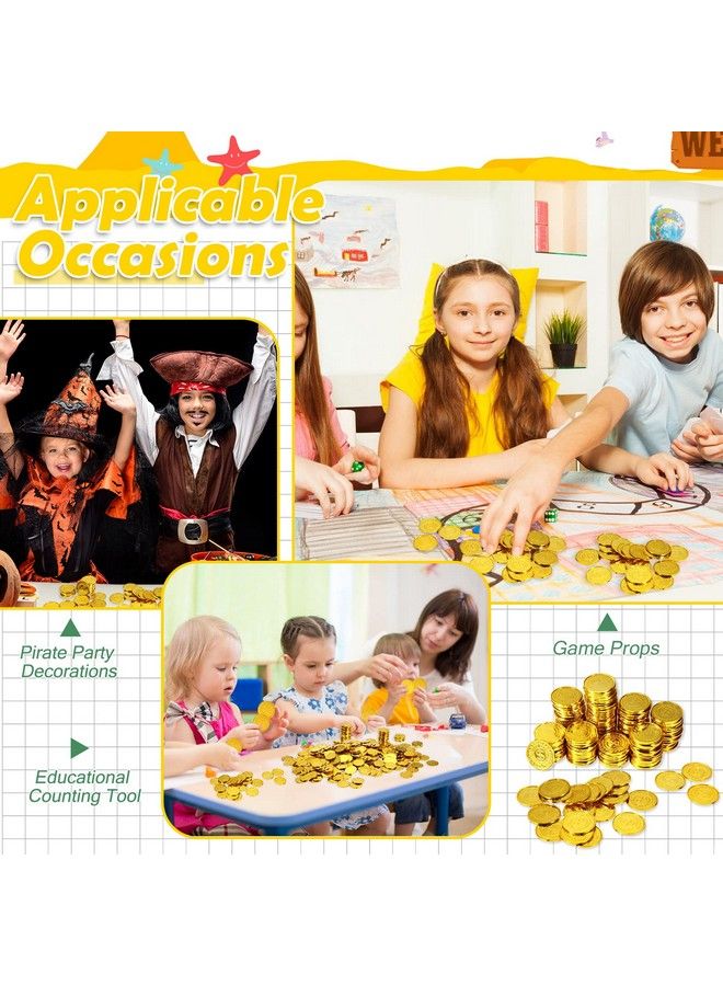 Hanaive 1000 قطعة من عملات القراصنة الذهبية، عملات الكنز البلاستيكية، عملات اللعب، عملة القديس باتريك المزيفة لحفلات القراصنة، لوازم لعبة البحث عن الكنز، مكافأة المعلمين في الفصل الدراسي - Image 3