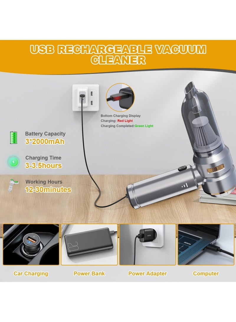 4 in 1 Handheld Vacuum Cleaner, 16000Pa Power Suction Portable Vacuum Cleaner, 6000mAh Rechargeable Car Vacuum with 3 Speed u0026 HEPA Filter, Cleaner for Car, Home Duster, Pet - Image 5
