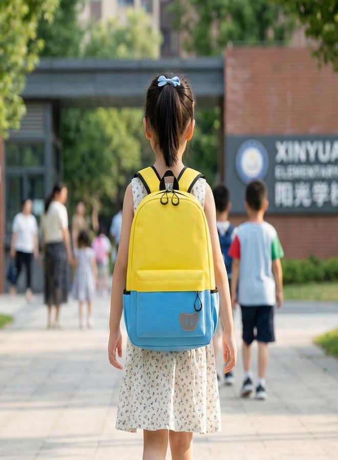 SYGA Kids Schoolbag, Breathable, Waterproof, Customized Logo Backpack For Kindergarten And Elementary School Students (Large Yellow With Lake Blue) - Image 2