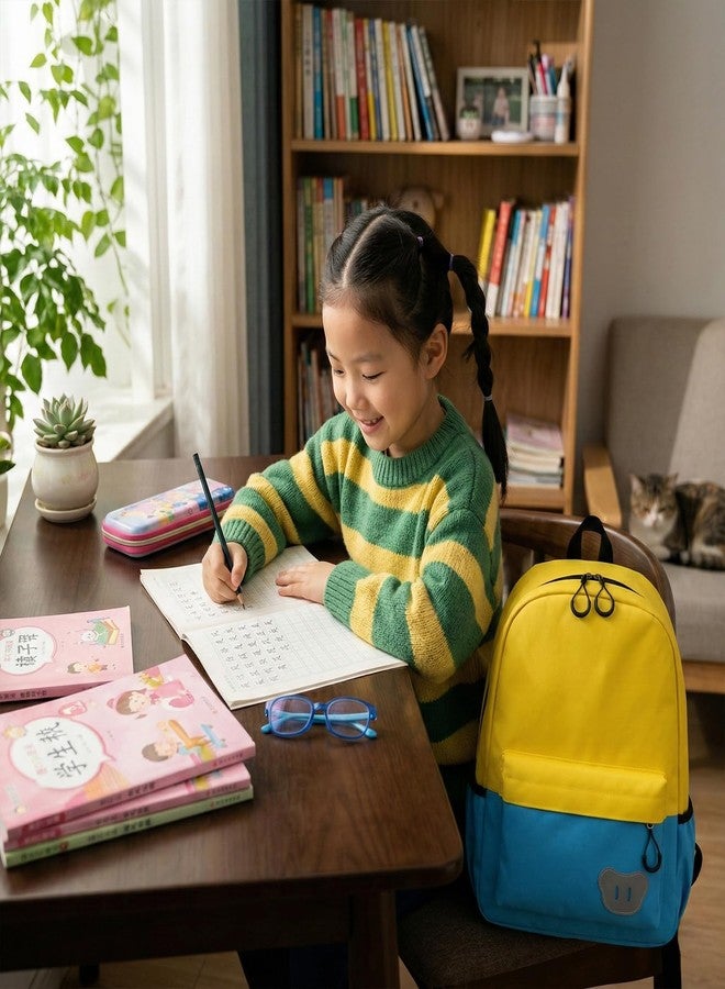 SYGA Kids Schoolbag, Breathable, Waterproof, Customized Logo Backpack For Kindergarten And Elementary School Students (Large Yellow With Lake Blue) - Image 3