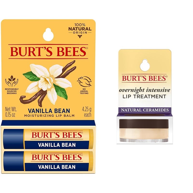 Burts Bees Lip Balm Easter Basket Stuffers  Vanilla Bean Lip Moisturizer  Overnight Intensive Lip Treatment 025 oz  Moisturizing Restorative