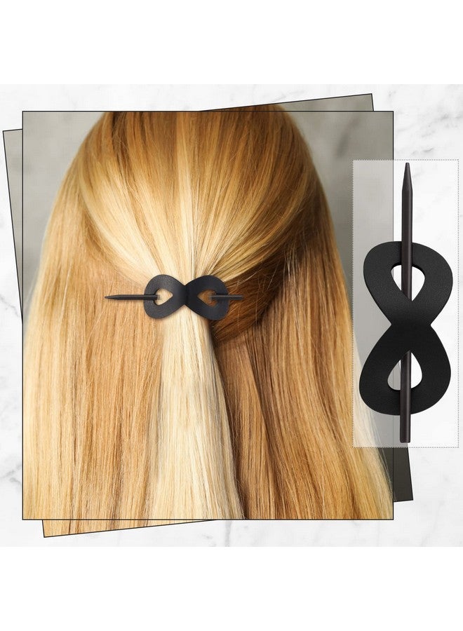 Juinte 4 Pieces Leather Hair Barrette With Stick 8 Shape Ponytail Clip Leather Hair Accessories For Women Hair Holder Clip Mother'S Day Gift (Cute Color) - Image 4