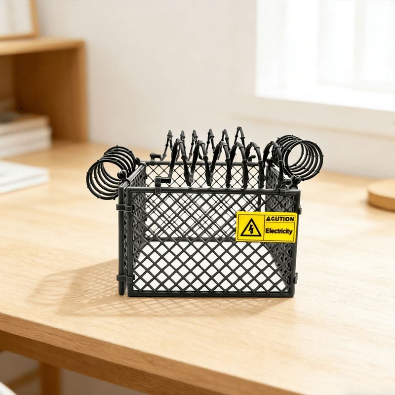 Simulation Sand Table Fence Model 1pc With Warning Signs Barbed Wire Guardrail Details - Image 4