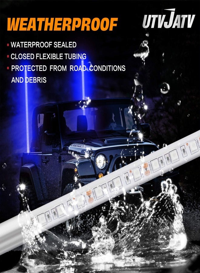 UTVJATV 3ft LED Whip Blue Lights Waterproof Flag Pole Safety Antenna with Flag for Can-Am Maverick X3 Sand Dune Buggy UTV ATV 2020 Polaris RZR XP 4X4 Offroad Truck 4 Wheels - 2PCS - Image 5