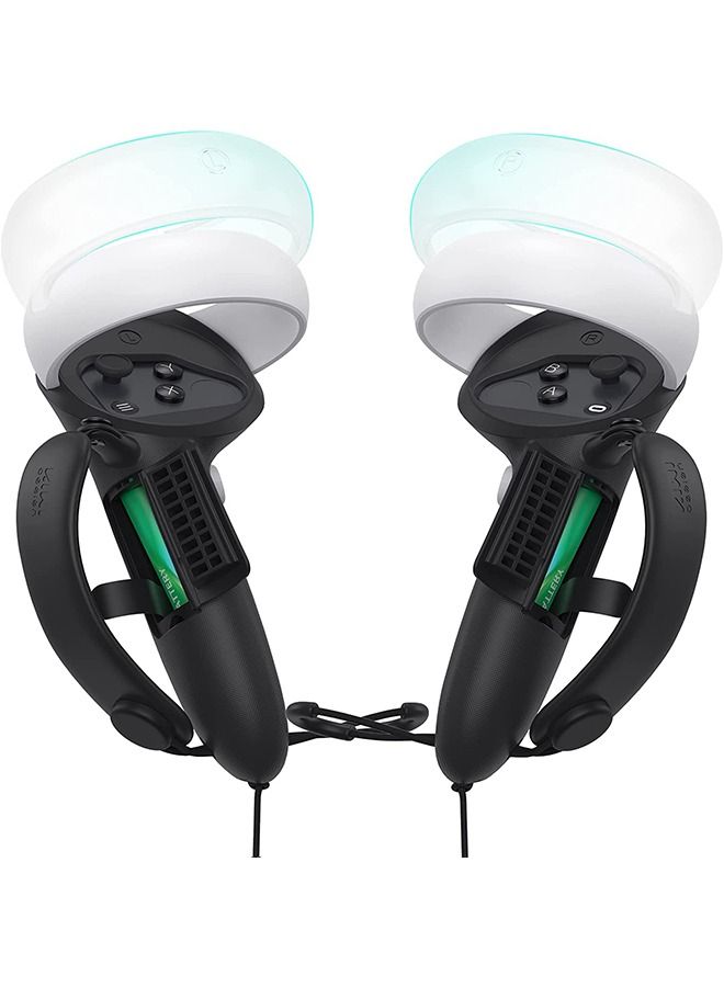 KIWI design Controller Grips Cover with Battery Opening Adjustable with Knuckle Straps Suitable for Large Hands Compatible with META Quest 2