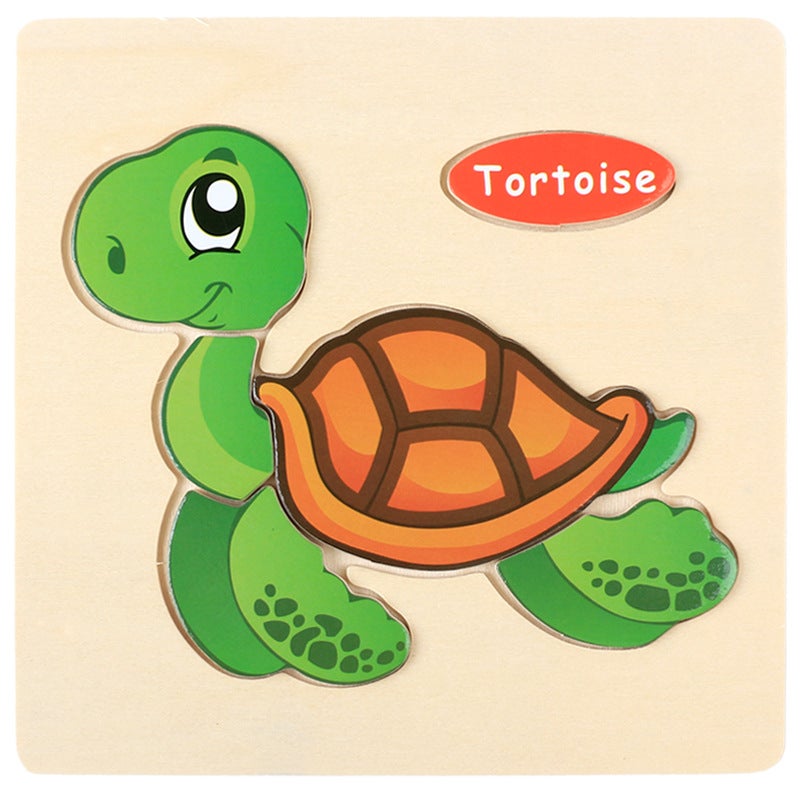 Wooden Children'S Cartoon Three-Dimensional Jigsaw Puzzle Baby Educational Early Education Toy Animal Traffic Hand-Held Toy 2-3 Years Old - Image 1