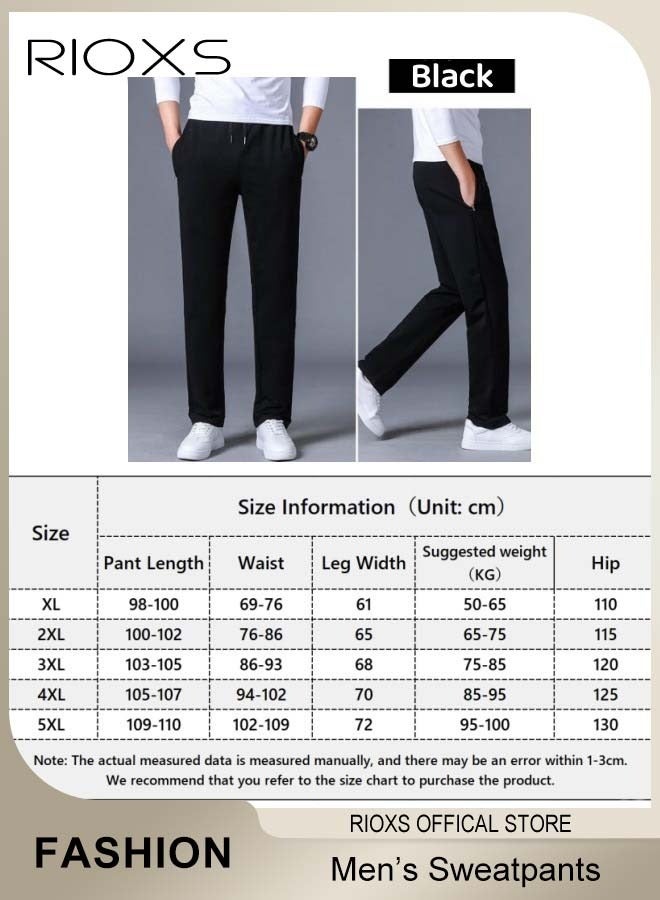 RIOXS Men's Straight Wide Leg Sweatpants, Casual Lightweight Open Bottom Baggy Sports Pants, Drawstring Elastic Waist Joggers with Side Pockets, Comfortable Breathable Loose Fit Gym Sweatpants Lounge Pants, Trendy Athletic Running Pants, Suitable for Outdoor Activities and Daily Leisure, Black - Image 5