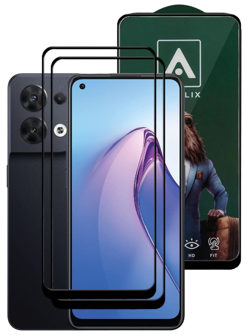 ACLIX 2 Pieces Antistatic ESD Dustproof Premium Quality High Definition Tempered Glass Screen Protector Designed For Oppo Reno8 - Image 1