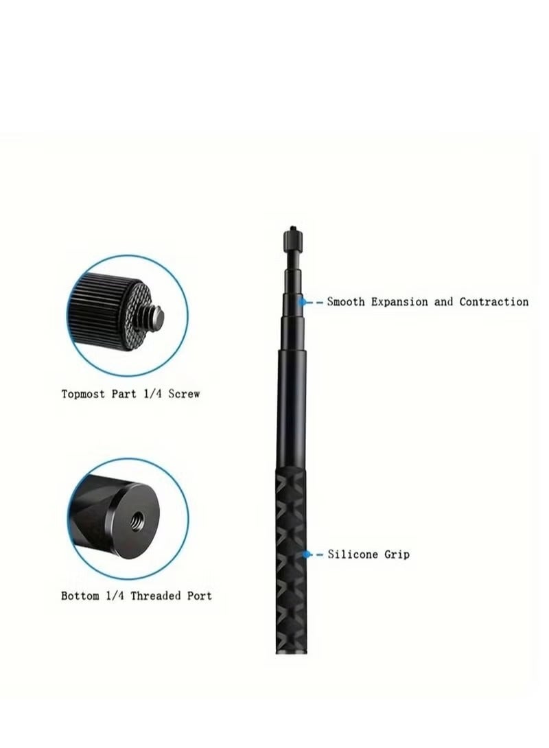 Milatech Insta360X3/X4/X5 Stealth Selfie Stick Panoramic Sports Camera Universal Aluminum Alloy Extension Pole Cycling Pole (1.5m) - Image 2
