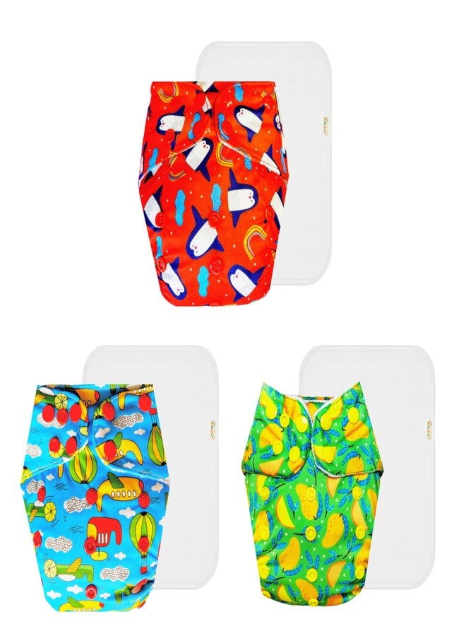 Dumbledo Premium Cloth Diaper with Cotton Insert (Pack of 3) | Hypoallergenic | Leakproof | Travel Friendly | Designed by Moms | 3 Months - 3 Years | Unisex Baby - Image 1