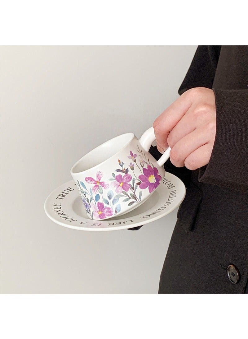Aikanbo Ceramic Coffee Cup and Saucer Gift Box Set，Vintage Floral Design，Perfect for Espresso，Tea or Coffee Lovers， Gift Boxed for Home，Office or Special Occasion (Phalaenopsis) - Image 4