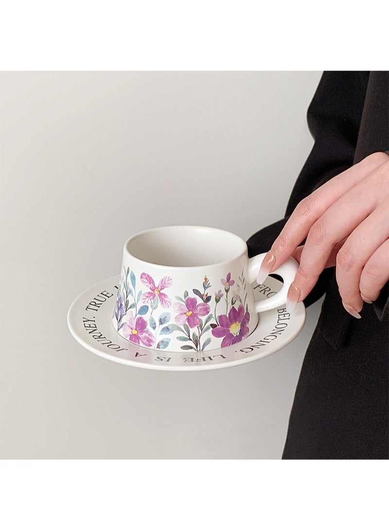 Aikanbo Ceramic Coffee Cup and Saucer Gift Box Set，Vintage Floral Design，Perfect for Espresso，Tea or Coffee Lovers， Gift Boxed for Home，Office or Special Occasion (Phalaenopsis) - Image 3