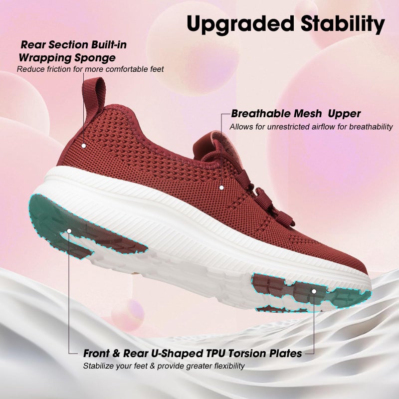 ZOVE Wide Toe Box Shoes Women Extra Wide Width Sneakers Ultra Light Road Running Shoes Non-Slip Tennis Sneakers Breathable Walking Athletic 8803 Wine Red 39 - Image 5