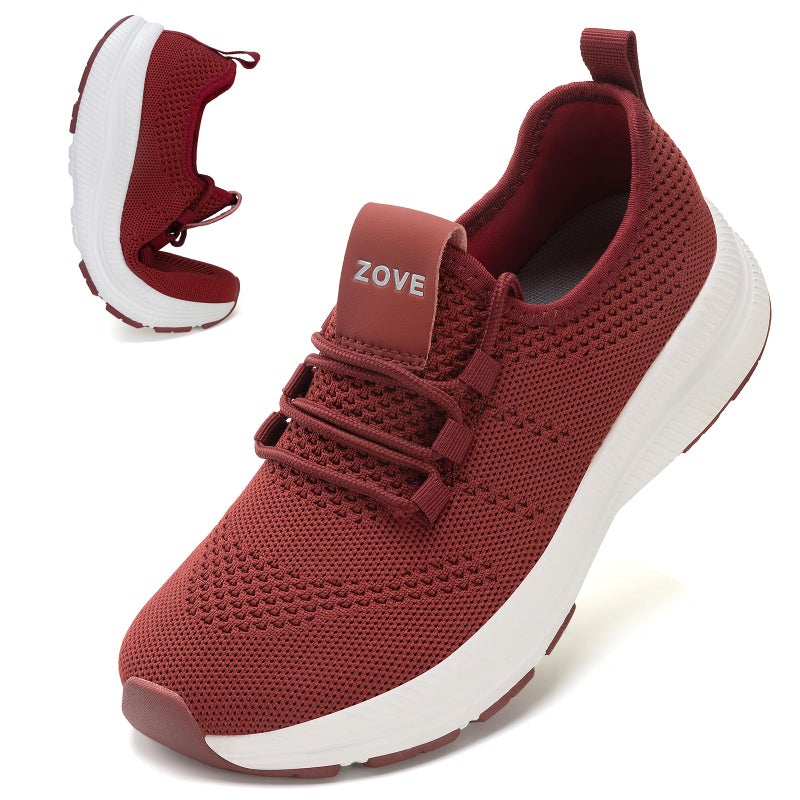 ZOVE Wide Toe Box Shoes Women Extra Wide Width Sneakers Ultra Light Road Running Shoes Non-Slip Tennis Sneakers Breathable Walking Athletic 8803 Wine Red 39 - Image 1