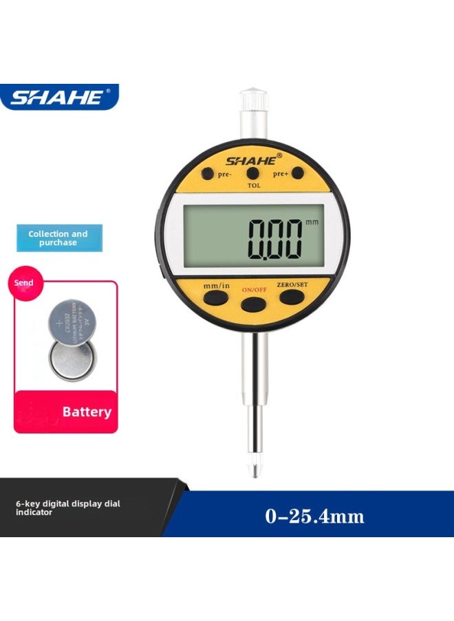 Generic Sanhe Digital Display Dial Indicator Dial Indicator High Precision 0.0010-12.7mm25.4 50 Height Meter Measuring Instrument-Color:6-button Digital Display Dial Indicator 0-25.4mm  - Image 1