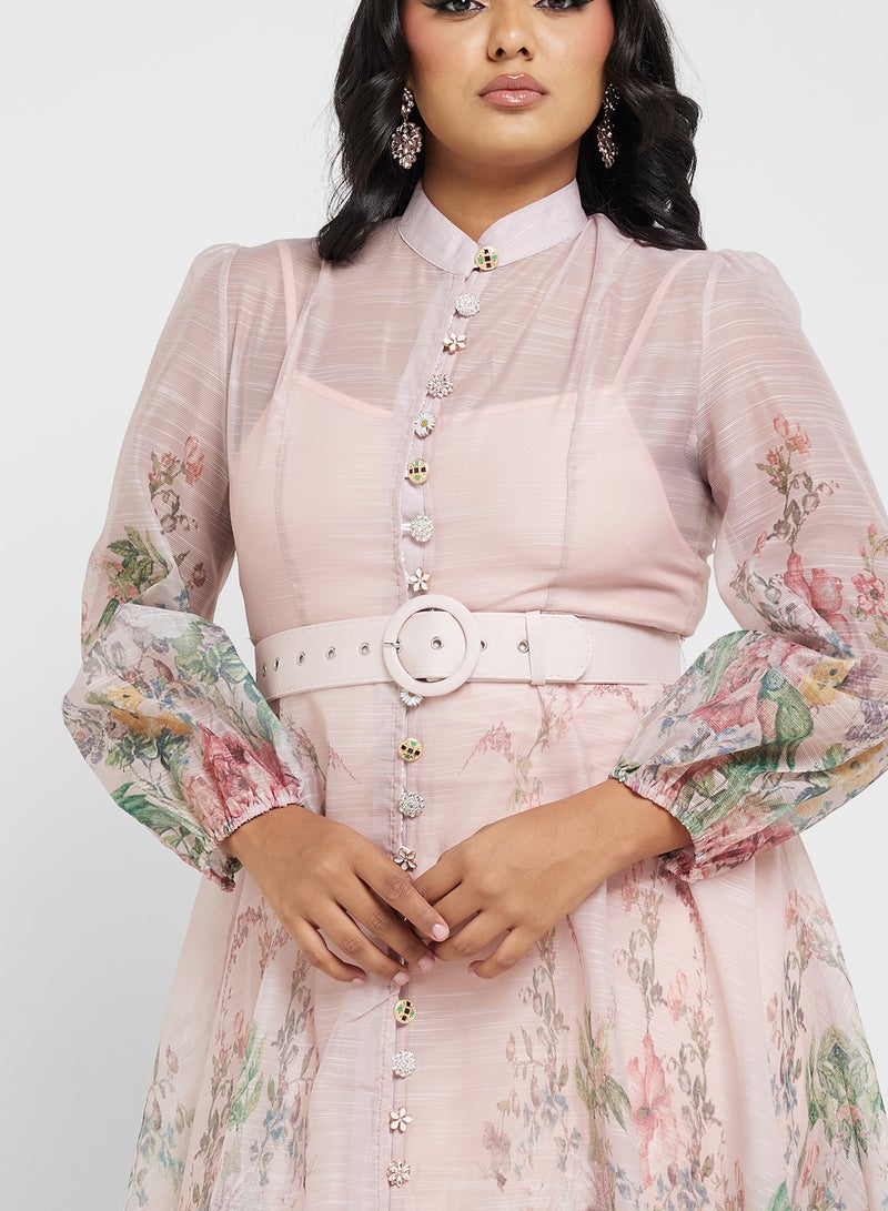 خزانة فستان شيفون بنقشة الزهور - Image 3