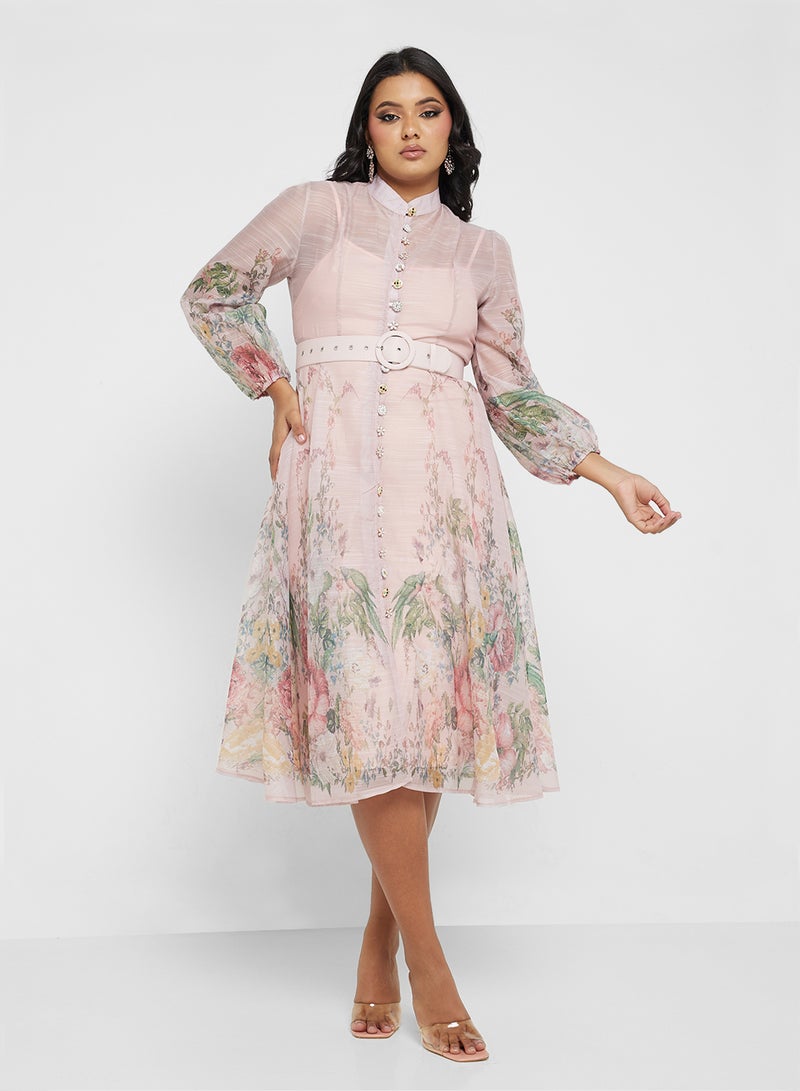 خزانة فستان شيفون بنقشة الزهور - Image 4