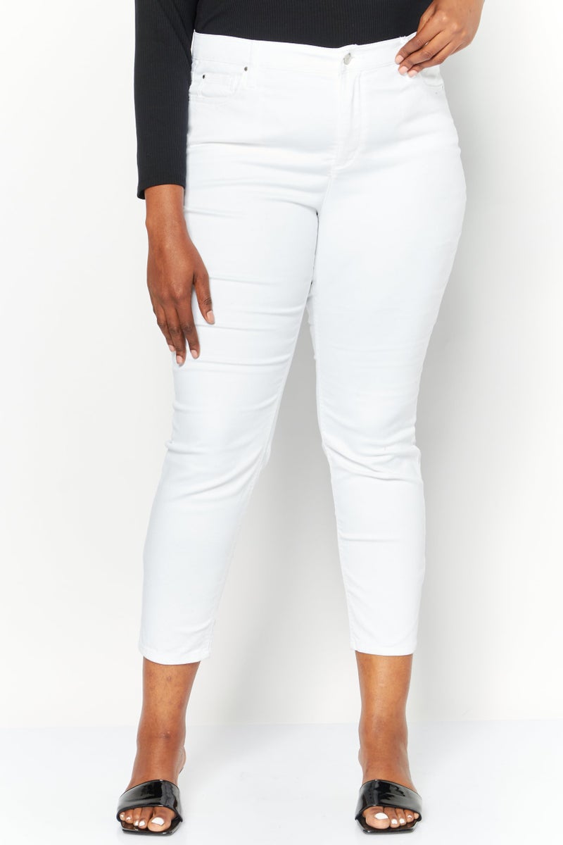 Jones New York Women Plus Size Plain Skinny Leg Jeans, White - Image 1