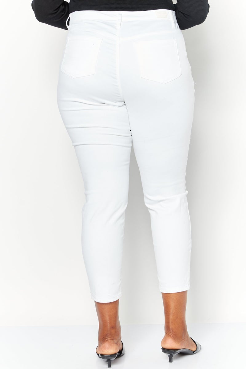 Jones New York Women Plus Size Plain Skinny Leg Jeans, White - Image 4