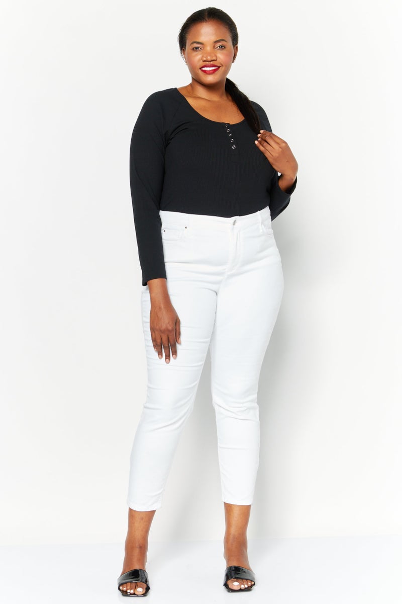 Jones New York Women Plus Size Plain Skinny Leg Jeans, White - Image 2