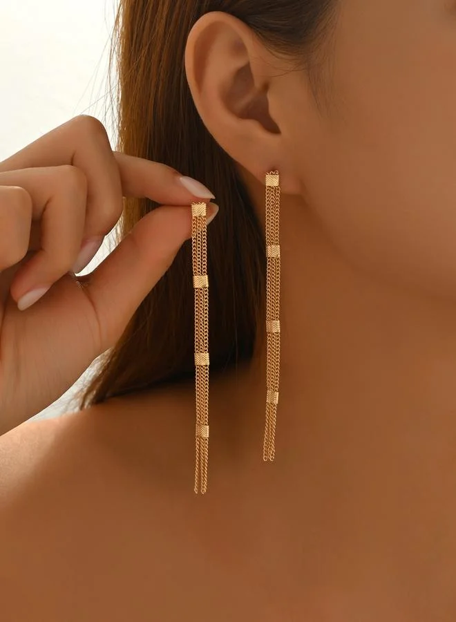 Take Two Women Gold Tassel Earrings