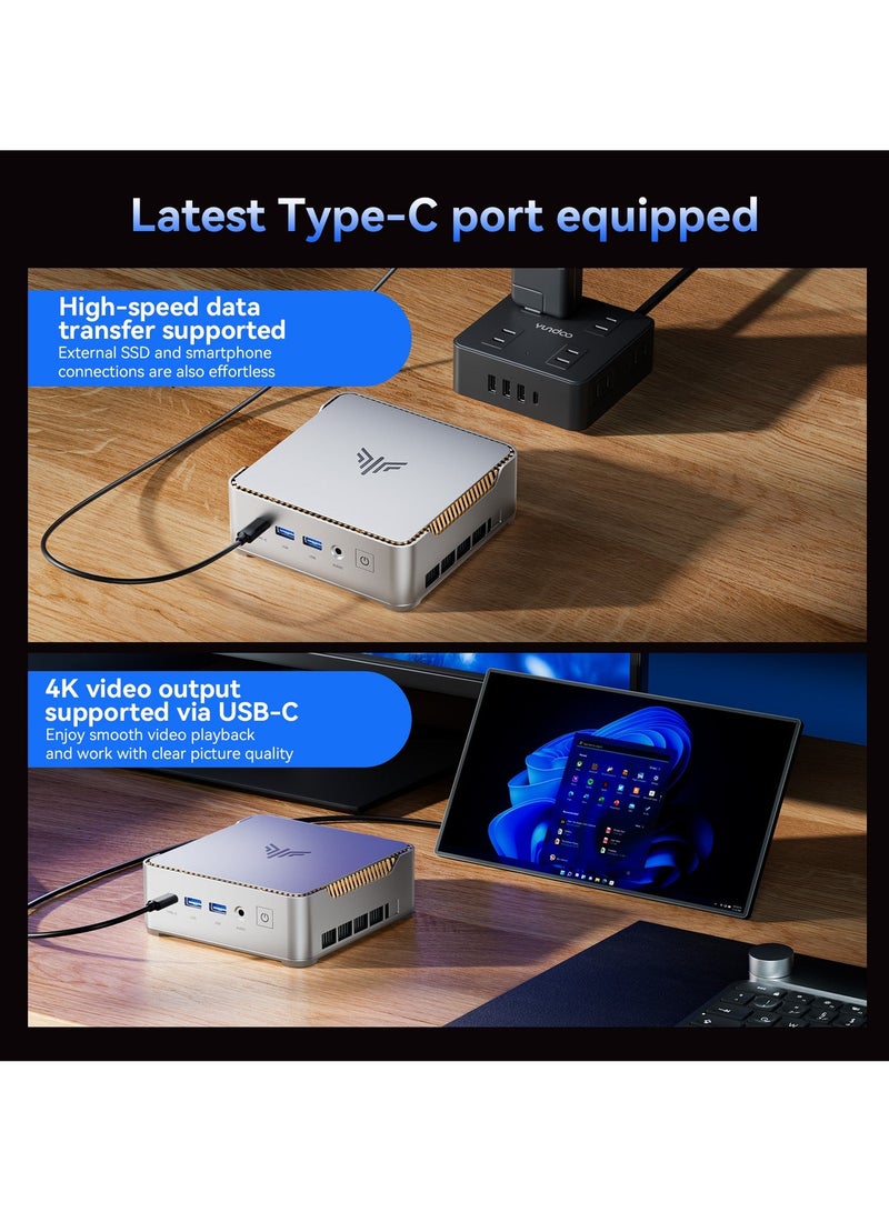 NIPOGI Mini PC AMD Ryzen Embedded R2544 (4C/8T, Up to 3.7GHz), 16GB DDR4 512GB SSD Mini Computers, Support 4K@60Hz Triple Display WiFi5/BT4.2/DP1.4/HDMI2.0/USB3.2 Gen1 Type-C,Windows 11 Pro white - Image 5