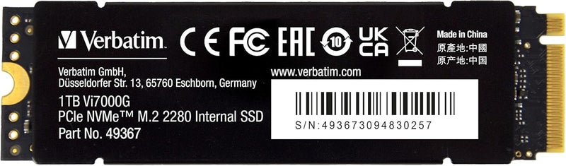 فيرباتيم Vi7000G NVMe M.2 SSD داخلي، قرص تخزين داخلي SSD بسعة 1TB وواجهة PCIe Gen 4، قرص الحالة الصلبة لأجهزة الألعاب وPlaystation 5، أسود - Image 3