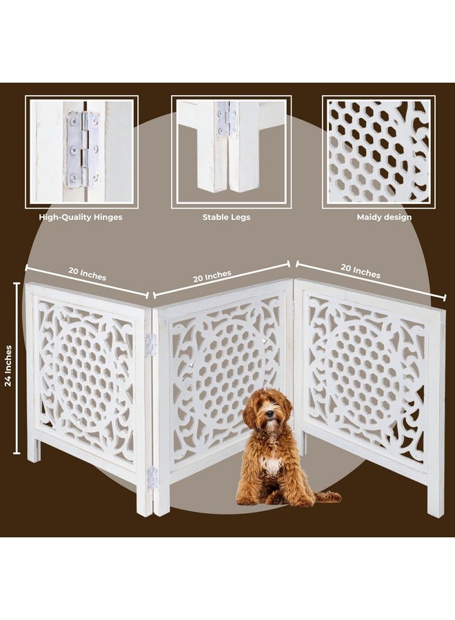 Bedding Craft Wooden Dog Gate 20" Wide x3 Panels,Color White, Total 60 inch Wide, Foldable Free Standing Dog Gate Indoor,Dcorative Gates Doorways, 3 Panels Pet Gate Extra 24" Height - Image 5